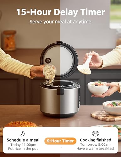 COMFEE' Compact Rice Cooker 6-in-1 Stainless Steel Multi Cooker