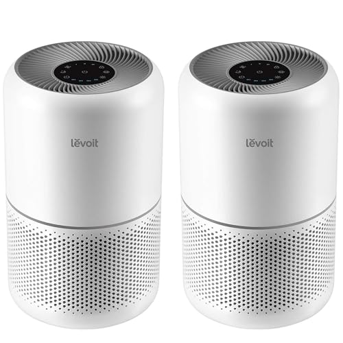 LEVOIT Air Purifier for Home Allergies Pets Hair in Bedroom Covers Up to 1095 ft² by 45W High Torque Motor 3-in-1 Filter Sleep Mode Remove Dust Smoke Pollutants Odor Core 300-P White 2 Pack