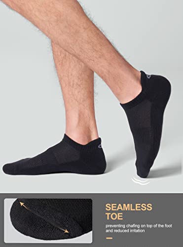 CS CELERSPORT Ankle Athletic Running Socks Low Cut Sport Tab Sock for Men and Women (6 Pairs) Large Black