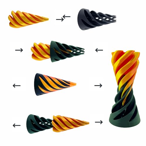 3 Packs Impossible Cone Spiral Cone Fidget Toy Impossible Pyramid Passthrough Toy 3D Printed Spiral Cone Fidget Toy Mini Vortex Thread Illusion Desktop Deco Souvenir Gift for Anxiety Relaxing