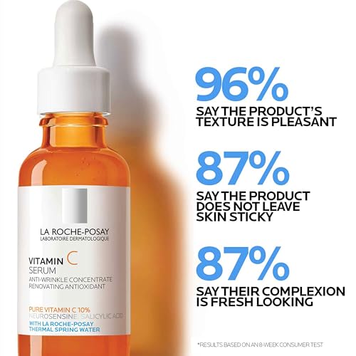 Bundle of La Roche-Posay Pure 10% Vitamin C Serum + La Roche-Posay Hyalu B5 Pure Hyaluronic Acid Serum for Face Hydrating Serums to Visibly Plump Skin Sensitive Skin Safe Anti Aging Oil-Free
