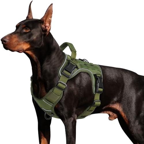 WINGOIN Green Tactical Dog Harness Vest for Large Medium Dogs(M)