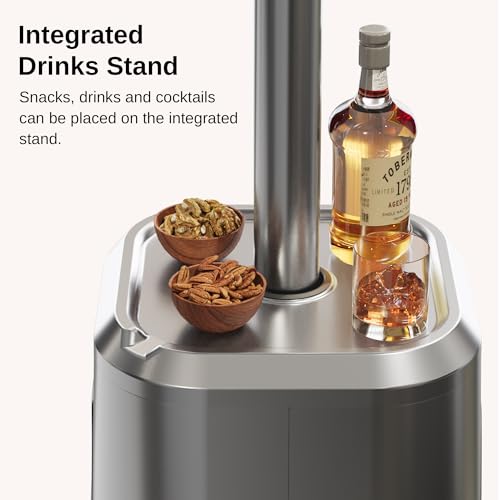 EAST OAK Anti-rust 50 000 BTU Patio Heater for Outdoor Use With Double-Layer Stainless Steel Burner Round Table Design and Wheels