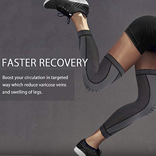 Full Leg Sleeves Long Compression Leg Sleeve Knee Sleeves Protect Leg for Man Women Basketball Arthritis Cycling Sport Football Reduce Varicose Veins and Swelling of Legs