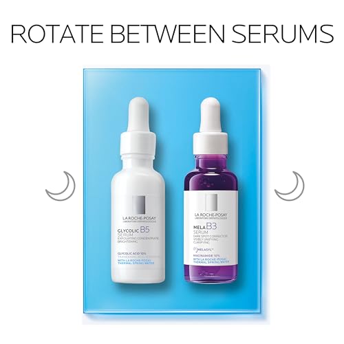 Bundle of La Roche-Posay Glycolic Acid Serum + La Roche-Posay Mela B3 Serum Dark Spot Corrector With Anti-Aging Melasyl + 10% Niacinamide Discoloration and Age Spot Correcting Serums