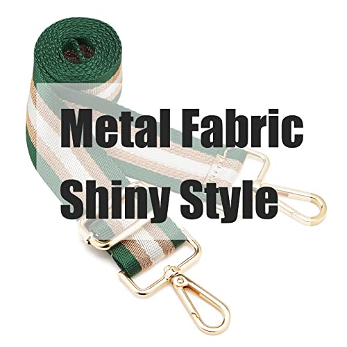 ZOOEASS Wide Shoulder Strap Adjustable Replacement Belt Guitar Style Crossbody Bag Handbag Strap Multicolor Canvas Straps(Wide:1.4in) (Gold Green)