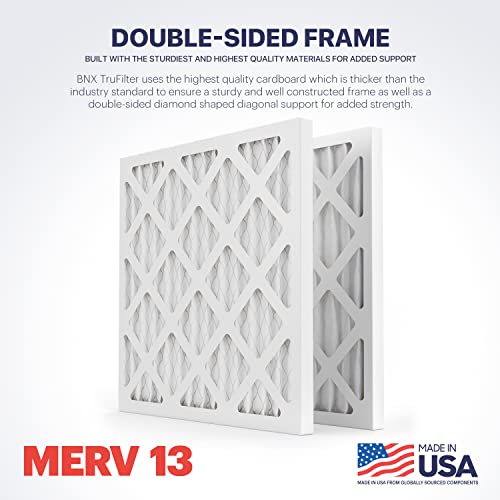 BNX TruFilter 14x14x1 Air Filter MERV 13 (4-Pack) - MADE IN USA - Electrostatic Pleated Air Conditioner HVAC AC Furnace Filters for Allergies Pollen Mold Bacteria Smoke Allergen MPR 1900 FPR 10