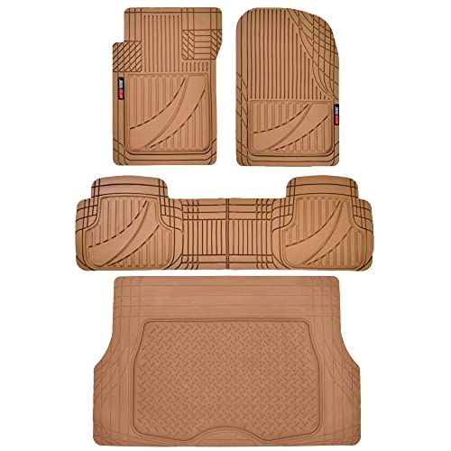 Motor Trend FlexTough™ Advanced Performance Car Floor Mats & Cargo Liner - 4pc HD Rubber Floor Mats & Trunk Mat for Car SUV Van Auto