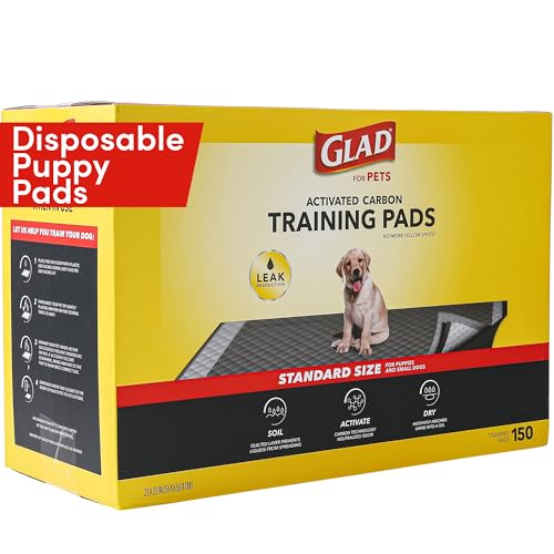 Glad for Pets Black Charcoal Puppy Pads | Puppy Potty Training Pads That ABSORB & NEUTRALIZE Urine Instantly | New & Improved Quality Puppy Pee Pads 150 count