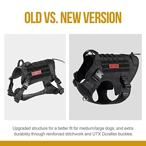 OneTigris Tactical Dog Harness Vest with Handle Dog Harness for Large Medium Dogs No-Pull Service Dog Vest with Hook & Loop Panels Adjustable Dog Vest Harness for Walking(Black Small)