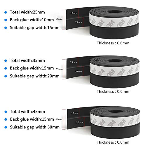 TAROSE Weather Stripping 33 Feet Weather Stripping Door Seal Door Draft Stopper Shower Door Seal Strip Window Seal Adhesive Silicone Tape (Black 25MM)