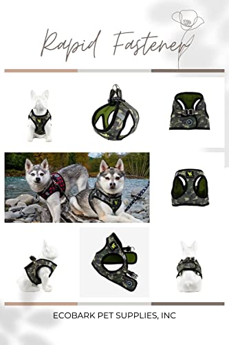 EcoBark Step-in Dog Harness for Small and Medium Dogs Soft Dog Harnesses for Puppies and Senior Dogs Reflective Dog Vest Mesh Harness Padded Comfort Halter No Pull No Choke Harness (Med Camo)