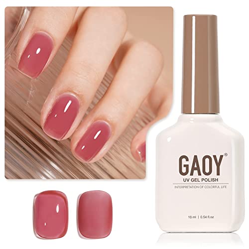 GAOY Jelly Nude Gel Nail Polish 16ml Sheer Nautral Gel Polish UV Light Cure for Nail Art DIY Color 1305