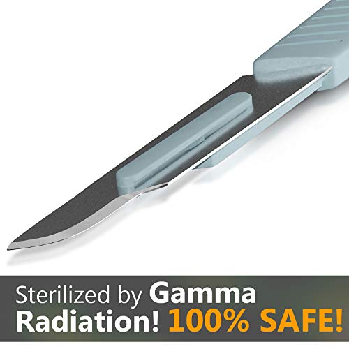 Disposable #15 Scalpel Blades Sterile Pack of 20 Dermaplaning Blades with Plastic Scalpel Handle Surgical Knife Scalpel for School Science High Carbon Steel Dermablade Surgical Blades