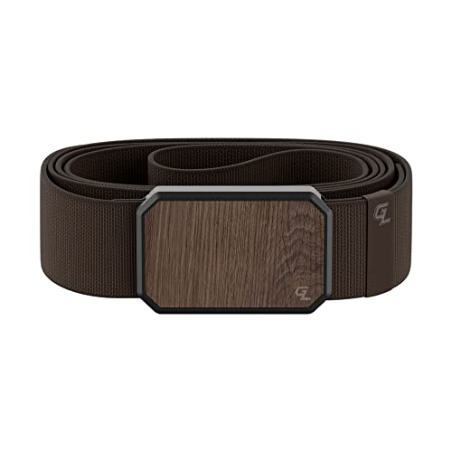 Groove Life Groove Belt Walnut/Brown - Men's Stretch Nylon Belt with Magnetic Aluminum Buckle Lifetime Coverage - Medium (33-36\")