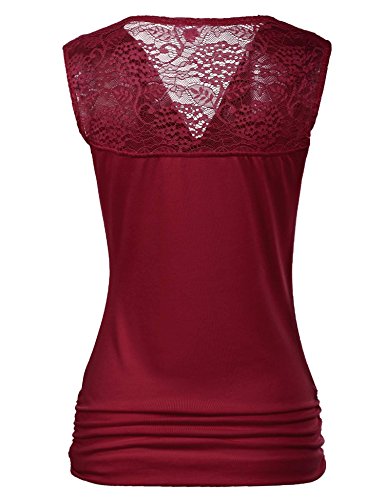Zeagoo Womens Ruched Cowl Neck Tank Tops Sleeveless Stretch Blouse with Side Shirring Medium Wine Red
