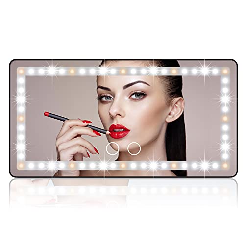 Rechargeable Car Sun Visor Vanity Mirror with LEDs - Touch Screen Clip-on Cosmetic Mirror for Truck SUV