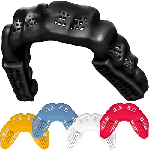 Bulletproof World’s Thinnest Braces Mouthguard is 3X Stronger! Sports Mouthpiece Mouth Guard for Braces Football Basketball Lacrosse Wrestling Hockey Lava Black