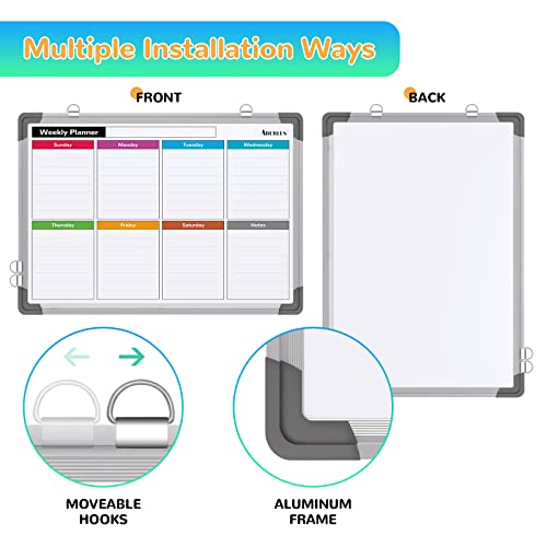 Small Weekly Calendar Dry Erase Whiteboard for Wall 16\" x 12\" Magnetic Dry Erase Board Hanging Double-Sided White Board Portable Board for List Kitchen Planning Memo Home Office