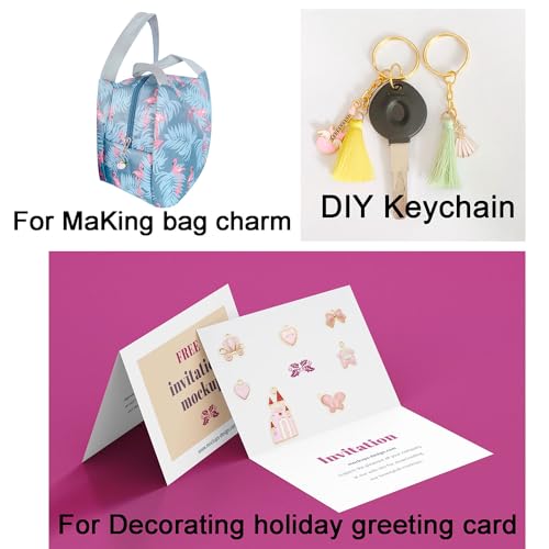 Julie Wang 30pcs Mixed Enamel Pink Charms Pendants for Women Jewelry Making Bulk Necklace Earrings Bracelet Craft DIY Findings