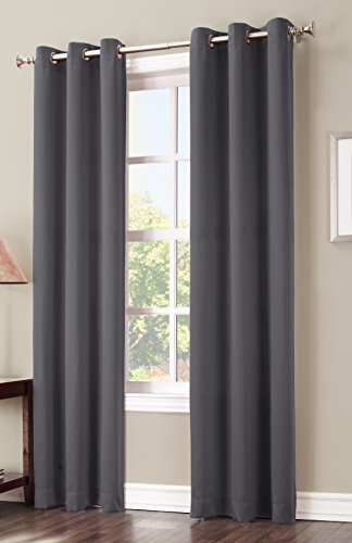 Sun Zero Easton Blackout Energy Efficient Grommet Curtain Panel - Charcoal Gray 40"x63"