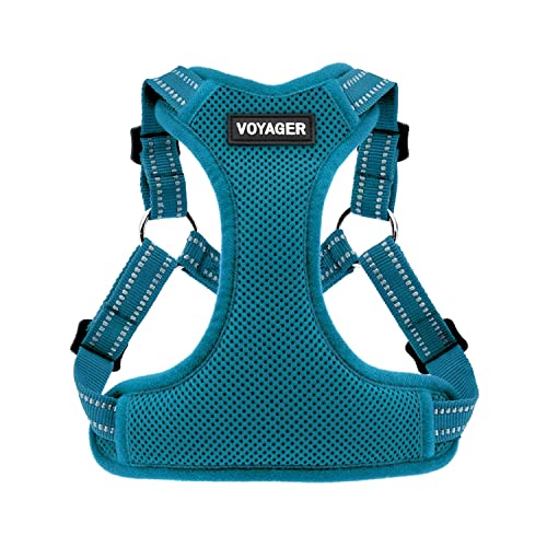 Best Pet Supplies Voyager Adjustable Dog Vest Harness Breathable No Pull Harness for Small Medium Large Dogs Harness for Walking Jogging Easy Step-in Reflective Stripes - (Turquoise) L