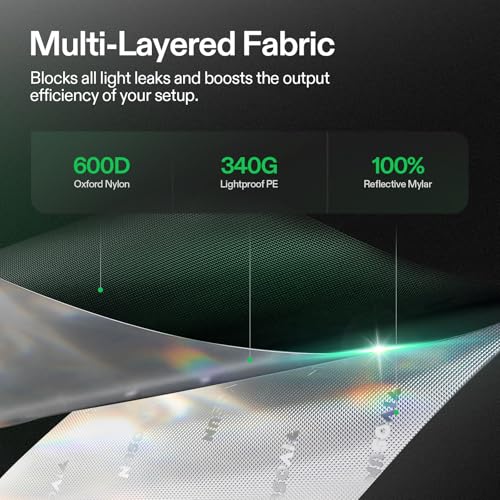 VIVOSUN 60\"x 60\"x 80\" Hydroponic Mylar Grow Tent with Observation Window and Floor Tray for Indoor Growing – 5’x 5’