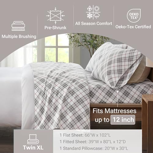 True North Cozy 100% Cotton Flannel Bed Sheets for Warmth