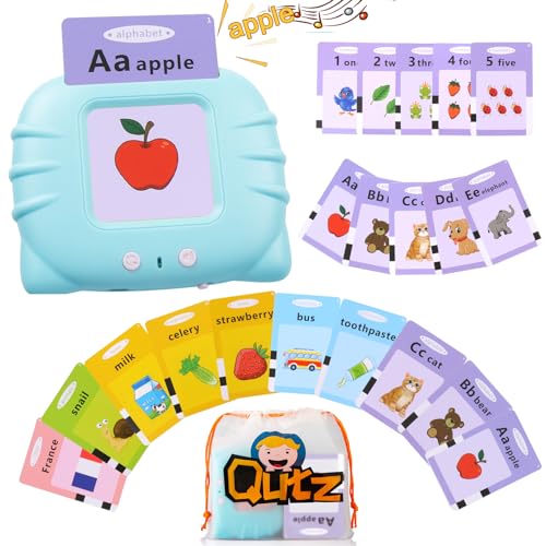 QuTZ ABC Learning Flash Cards for Toddlers 2-4 Autism Toys Speech Therapy Toys Educational Talking Flash Cards Kindergarten for Boys and Girls 248 Sight Words Blue