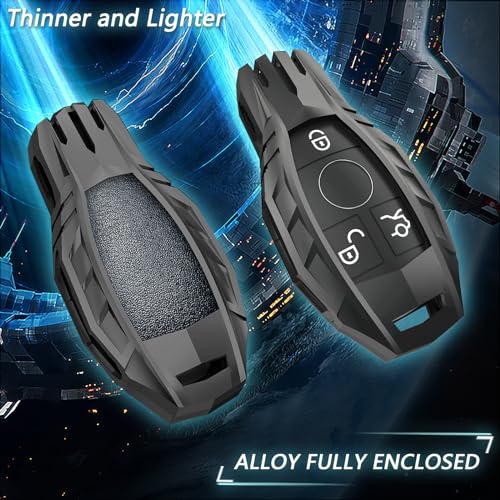 Ocezbiis for Mercedes Benz Key Fob Cover Keychain Zinc Alloy Protection Car Key Shell Case Compatible with C E S M CLS CLK G Class Smart Remote Keyless Keyshell Accessories(for Benz Style A Grey)