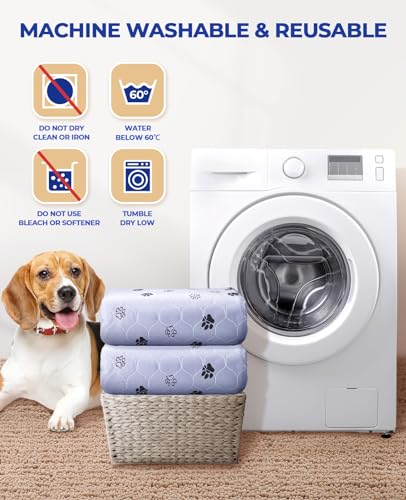 Fostanfly Non-Slip Washable Pee Pads for Dogs 2 Pack 48''x60 Extra Large Ultra-Absorbent and Leak-Proof Reusable Potty Training Pads for Dogs and Cats Puppy Pads of Add 8 Lanyards