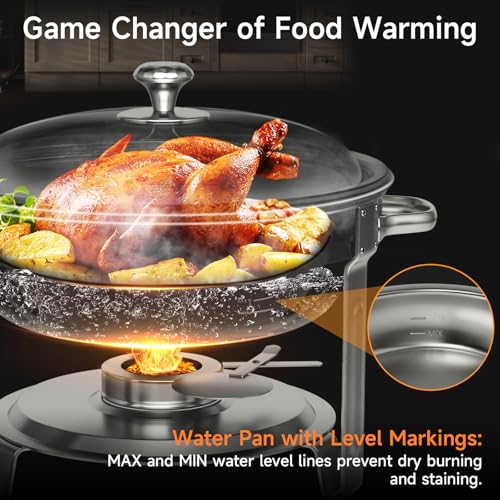 Chafing Dishes for Buffet 4 Pack 5QT Round Stainless Steel Chafing Dish Set for Home Parties Christmas Gatherings Catering Events Complete Buffet Warmer Set (Silver)