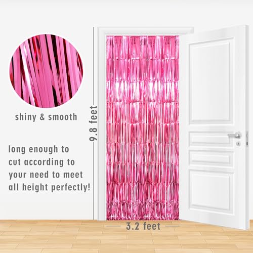 GOER Metallic Tinsel Foil Curtain for Galentines Day Decor