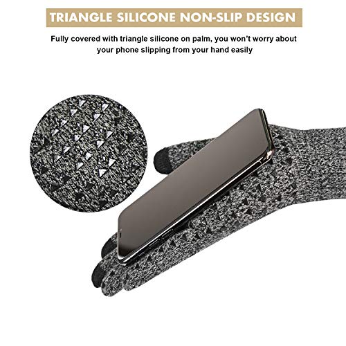 TRENDOUX Winter Gloves for Men Touch Screen Glove for Women Adult - Thermal Liner - Non-Slip Grip - Elastic Cuff - Hands Warm in Cold Weather - Fit for Driving Typing Working Biking - Black Gray - L