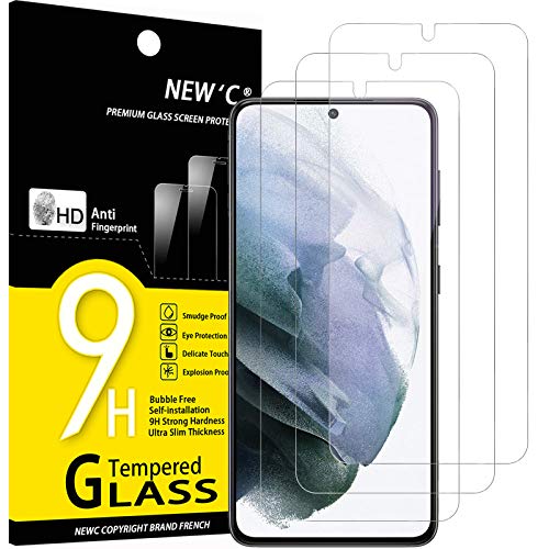 NEW'C Pack of 3 Tempered Glass Screen Protector Film for Samsung Galaxy S21 Plus/S21+ 5G (6.7) Scratch-Resistant Bubble-Free Ultra Resistant (0.26 mm HD Ultra Transparent) 9H Hardness Glass