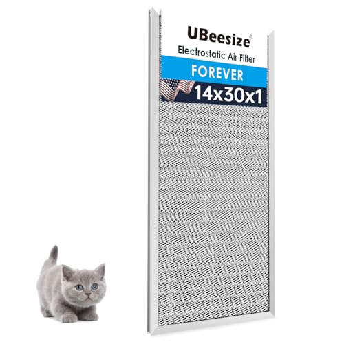 UBeesize 14x30x1 Electrostatic Air Filter HVAC AC Furnace Filter Reusable Washable Lasts a Lifetime Permanent Air Filter Breathe Fresher Home And Office(Actual Size:13.5\"x29.65\"x0.86\")