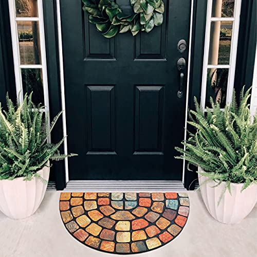 ubdyo Doormat - 30'' x 17'' - Artificial Grass and Rubber Stripes - Low Profile - Non Slip - Outdoor/Indoor - Orange