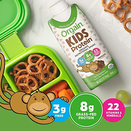ORGAIN Organic Kids Chocolate Nutrition Protein Shake 4 Pack 33 FZ
