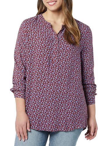 Amazon Essentials Big Girl's Long-Sleeve Woven Blouse Shirt Burgundy Blue Daisies X-Large