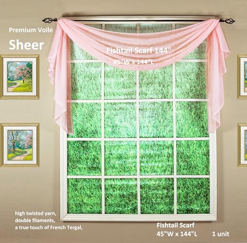 Today's Curtain Emelia Original Voile Scarf 144\" Rose 45\" W x 144\" L