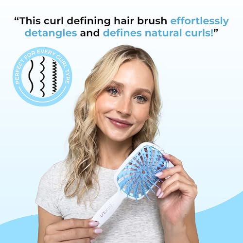 FHI Heat UNbrush Plus — Curly Hair Brush for Gentle & Effective Detangling on Wet or Dry Fragile Hair Types — Detangler Brush w/ 84 UltraFlex Bristles Ultra-light Vented Anti Static Hairbrush