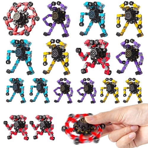 Gokeey Transformable Fidget Spinners 16 Pcs for Kids and Adults Stress Relief Sensory Toys for Boys and Girls Fingertip Gyros for ADHD Autism for Kids(Fingertoy-16pc)