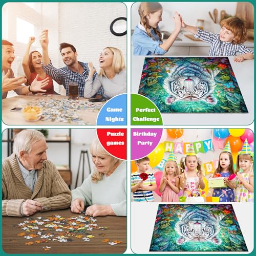 TangMosaic Puzzle for Adults 1024 Pieces Jigsaw Puzzles Challenging Night Game Tiger and Flowers Impossible Puzzle Interlock Perfectly No Dust House Decoration Party Puzzle for Parents Kids