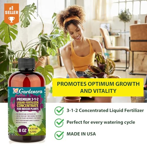 Premium Liquid Tropical Plants Plant Fertilizer - 3-1-2 Concentrate for Indoor Plants and Flowers by Gardenera | Organic Plant Food for Tropical Plants - 8oz