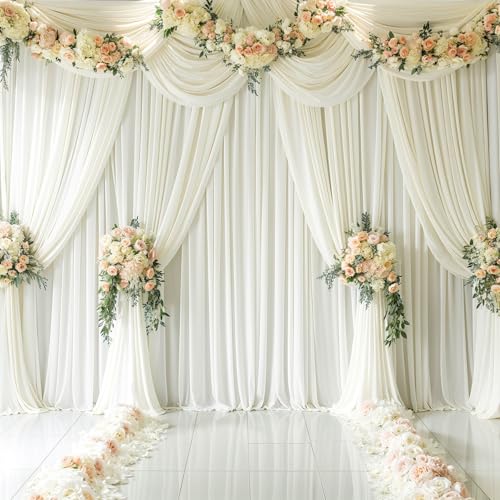 Tao-Ge 10 Panels Ivory Backdrop Curtain - Wrinkle Free
