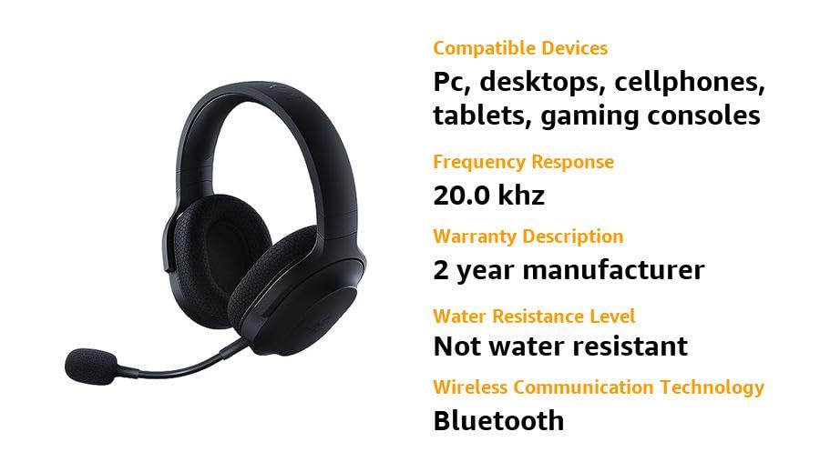 Razer RZ04-04430100-R3U1 BarracudaXWireless Gaming & Mobile Headset (PC Playstation Switch Android iOS):2.4GHz Wireless+ Bluetooth- Lightweight- 40mm Drivers- Detachable Mic- 50 Hr Battery- Black