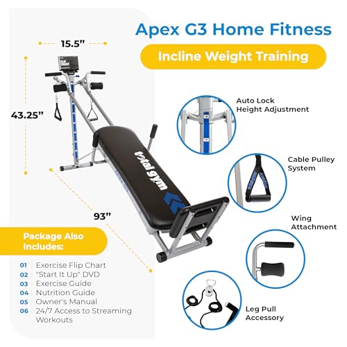 APEXG3 Machine d'entraînement unisexe polyvalente à la maison entraînement de musculation totale du corps avec 8 niveaux de résistance et accessoires