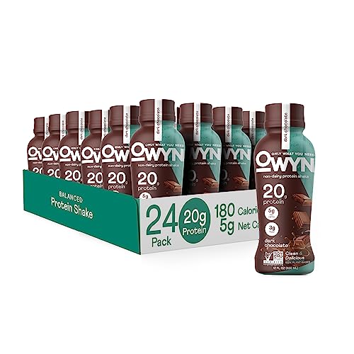 OWYN Only What You Need Vegan Protein Shake 20g Plant Based Protein from Organic Pumpkin seed Organic Flax oil Pea Prebiotics Superfoods Greens nutritional shake Gluten and Soy Free (Dark Chocolate 24 Pack)