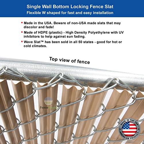 Beige Wave Slat (9 Colors Available) Single Wall Bottom Locking Privacy Slat for a 7 ft high Chain Link Fence (Slat Length 80.5\" Beige)