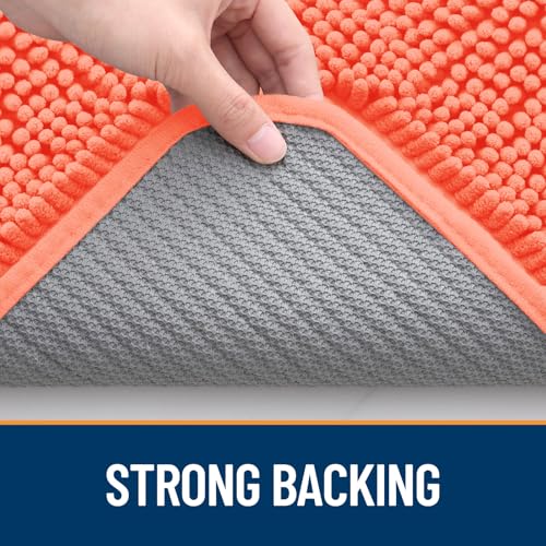 OLANLY Dog Door Mat for Muddy Paws 36x24 Absorbs Moisture and Dirt Absorbent Non-Slip Washable Mat Quick Dry Chenille Mud Mat for Dogs Entry Indoor Door Mat for Inside Floor Coral